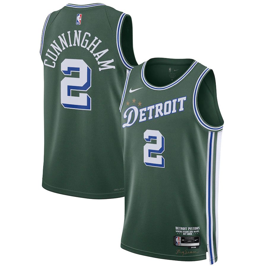 Men Detroit Pistons #2 Cade Cunningham Nike Green City Edition 2022-23 Swingman NBA Jersey->customized nba jersey->Custom Jersey